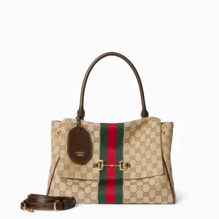 Gucci Paparazzo large top handle bag in sand and brown GG canvas